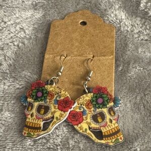 Floral Skull Earrings